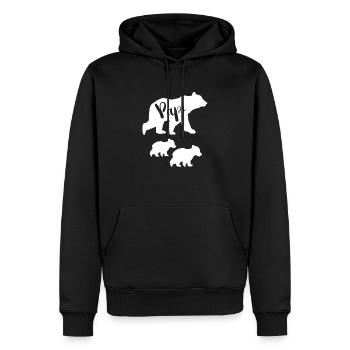 Shirt für Papi | Papi Bär Vatertagsgeschenk - Männer Premium Bio Hoodie - Schwarz - Vorne - Nico (187cm)