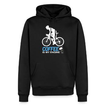 Vélo de course et café - Sweat à capuche Premium bio Homme - noir - Devant - Nico (187cm)