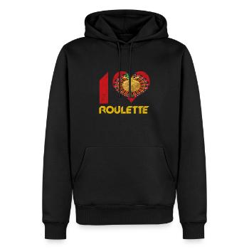 J'adore la roulette, j'adore la roulette - Sweat à capuche Premium bio Homme - noir - Devant - Nico (187cm)