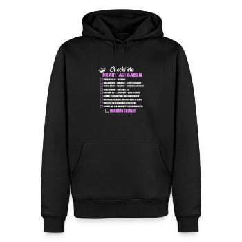 JGA Party Checkliste Braut Aufgaben Mutprobe - Männer Premium Bio Hoodie - Schwarz - Vorne - Nico (187cm)