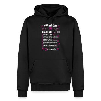 JGA Hochzeit Party Checkliste Braut Aufgaben - Männer Premium Bio Hoodie - Schwarz - Vorne - Nico (187cm)