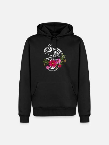 Chipmunk With Flowers - Men’s Premium Organic Hoodie - black