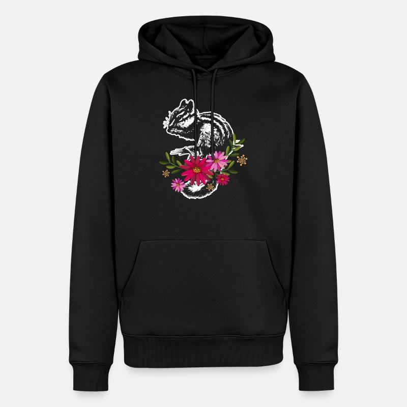 Chipmunk mit Blumen - Männer Premium Bio Hoodie - Schwarz