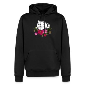 Chinchilla mit Blumen - Männer Premium Bio Hoodie - Schwarz - Vorne - Nico (187cm)