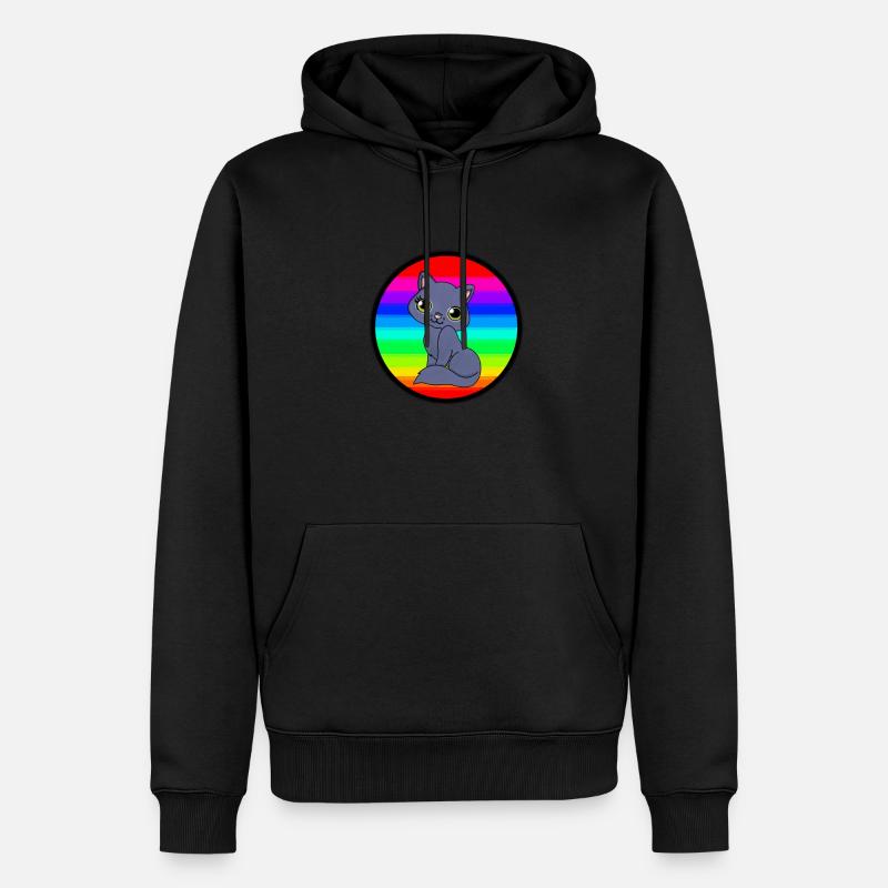 Katze im coolen Hintergrund - Männer Premium Bio Hoodie - Schwarz