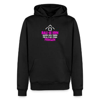 Bauherrin Ansprechpartnerin für alle Fragen - Männer Premium Bio Hoodie - Schwarz - Vorne - Nico (187cm)