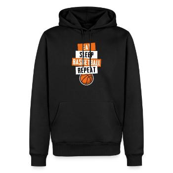 Eat Sleep Basketball Wiederholen Sie Funny Basketball - Männer Premium Bio Hoodie - Schwarz - Vorne - Nico (187cm)