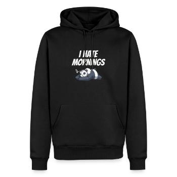 Je déteste les matins panda ours panda disant cadeau - Sweat à capuche Premium bio Homme - noir - Devant - Nico (187cm)