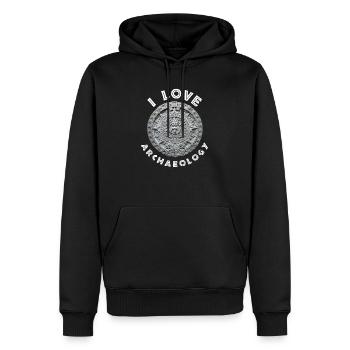 J'aime l'archéologie calendrier aztèque - Sweat à capuche Premium bio Homme - noir - Devant - Nico (187cm)