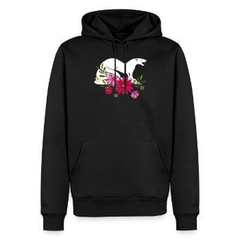 Mungo mit Blumen - Männer Premium Bio Hoodie - Schwarz - Vorne - Nico (187cm)