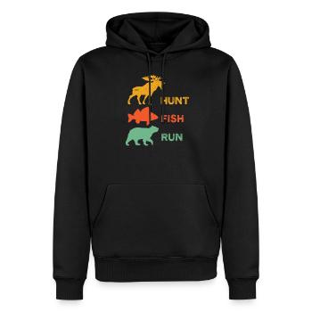 Lustiges Jagdhemd - Angelhemd - Elchjäger - Männer Premium Bio Hoodie - Schwarz - Vorne - Nico (187cm)