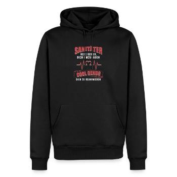 Sani 112 Trauma Notfallsanitäter Rettungsdienst - Männer Premium Bio Hoodie - Schwarz - Vorne - Nico (187cm)
