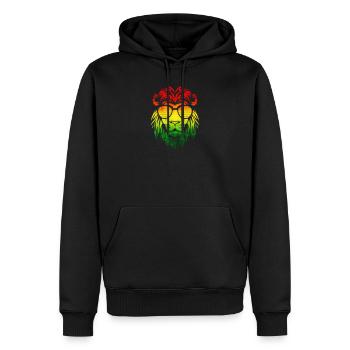 t-shirt jamaïcain couleur lion reggae - Sweat à capuche Premium bio Homme - noir - Devant - Nico (187cm)