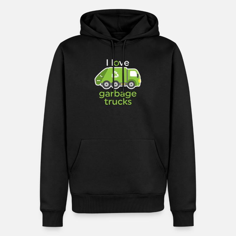 Funny I Love Garbage Trucks Venin - Sweat à capuche Premium bio Homme - noir