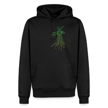 PCB Platinen Layout CPU Herz Computer Admin Nerd - Männer Premium Bio Hoodie - Schwarz - Vorne - Nico (187cm)