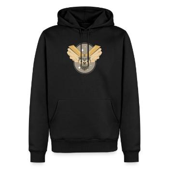 Buch Eule Vogel Bücher Lesen - Männer Premium Bio Hoodie - Schwarz - Vorne - Nico (187cm)