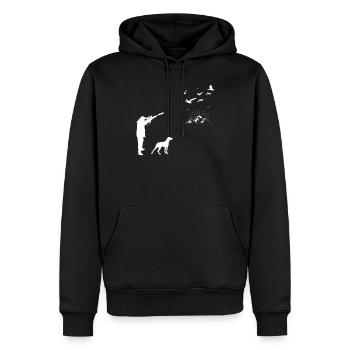 Chemise de chasseur de canard - Chemise de chasse au canard - Sauvagine - Sweat à capuche Premium bio Homme - noir - Devant - Nico (187cm)