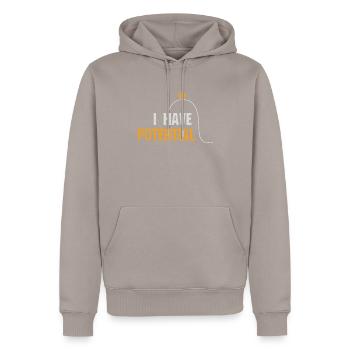 Lustige Physik Nerd Design Geschenke Ich habe Potenzial - Männer Premium Bio Hoodie - Taupe - Vorne - Nico (187cm)