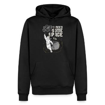 J'ai besoin d'un peu d'espace impression cadeau astronaute aérospatiale - Sweat à capuche Premium bio Homme - noir - Devant - Nico (187cm)