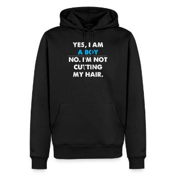 Yes, I Am A Boy No, I'm Not Cutting My hai - Sweat à capuche Premium bio Homme - noir - Devant - Nico (187cm)