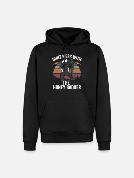 Nie zadzieraj z grafiką Honey Badger Angry - Ekologiczna męska bluza z kapturem Premium - czarny
