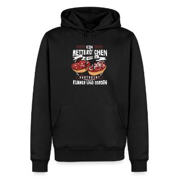 Mett Am Morgen Lustiger Spruch Mettbrötchen - Männer Premium Bio Hoodie - Schwarz - Vorne - Nico (187cm)