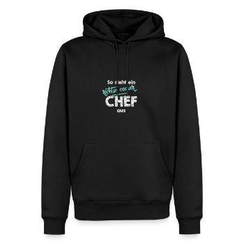 So sieht ein richtig cooler Chef aus Geschenkidee - Männer Premium Bio Hoodie - Schwarz - Vorne - Nico (187cm)