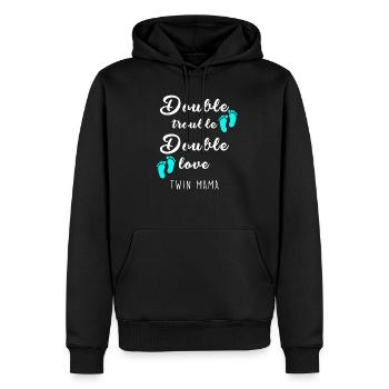 Grossesse de jumeaux jumeaux - Sweat à capuche Premium bio Homme - noir - Devant - Nico (187cm)