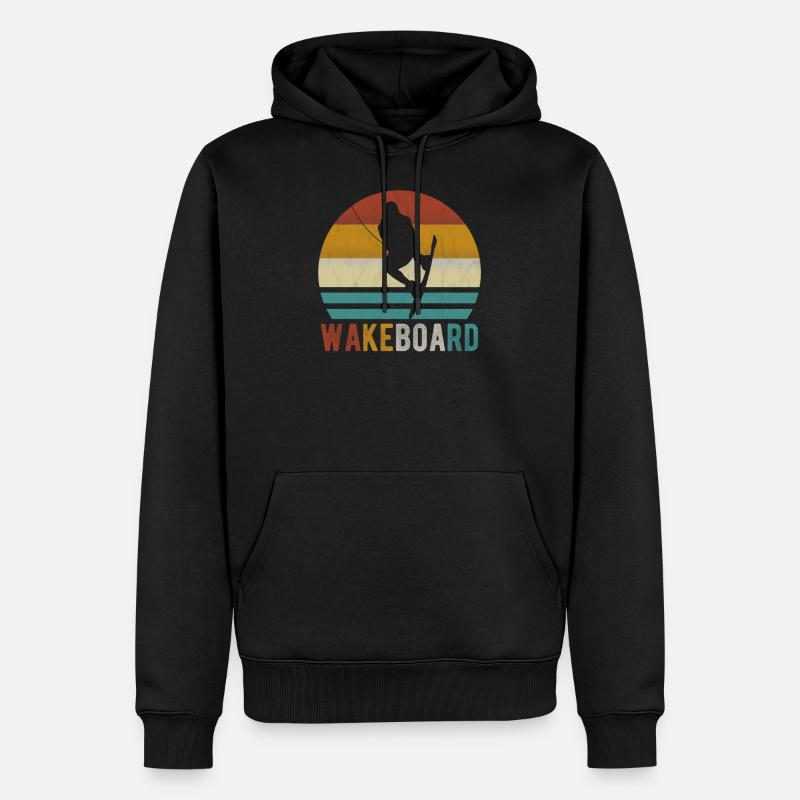Wakeboard Wakeboarder Wakeboard Wake rétro - Sweat à capuche Premium bio Homme - noir