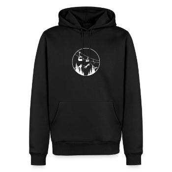 Cadeau d'hiver pour la télécabine des remontées mécaniques - Sweat à capuche Premium bio Homme - noir - Devant - Nico (187cm)
