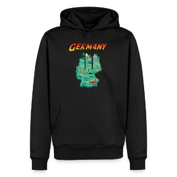 Deutschland - Karte - Vintage Zeichen Stil - Männer Premium Bio Hoodie - Schwarz - Vorne - Nico (187cm)