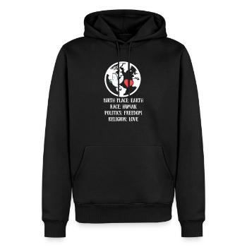 Menschenrechtstag Menschlichkeit Frieden Freiheit - Männer Premium Bio Hoodie - Schwarz - Vorne - Nico (187cm)