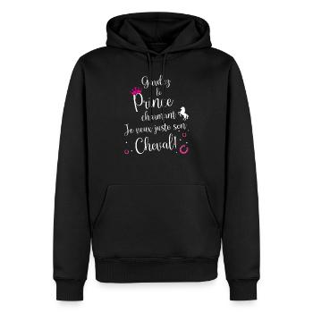 Gardez Le Prince Charmant Je Veux Juste Son Cheval - Sweat à capuche Premium bio Homme - noir - Devant - Nico (187cm)