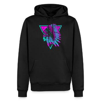 Retro indischer Schädel - Männer Premium Bio Hoodie - Schwarz - Vorne - Nico (187cm)