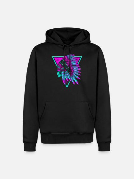 Retro indischer Schädel - Männer Premium Bio Hoodie - Schwarz