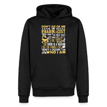 Le pharmacien ne juge pas le pharmacien - Sweat à capuche Premium bio Homme - noir - Devant - Nico (187cm)