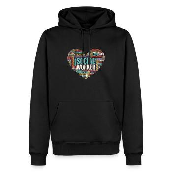 Travailleur social cadeau coeur travail social - Sweat à capuche Premium bio Homme - noir - Devant - Nico (187cm)