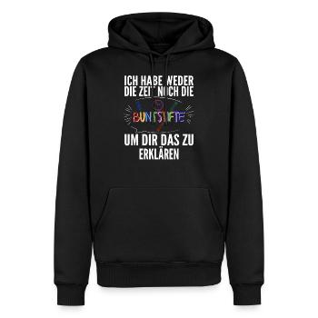Ich habe weder die Zeit noch die Buntstifte um dir - Männer Premium Bio Hoodie - Schwarz - Vorne - Nico (187cm)