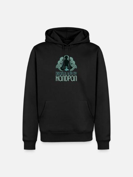 Dreaming With My Handpan Musik Yoga Relax Green - Männer Premium Bio Hoodie - Schwarz
