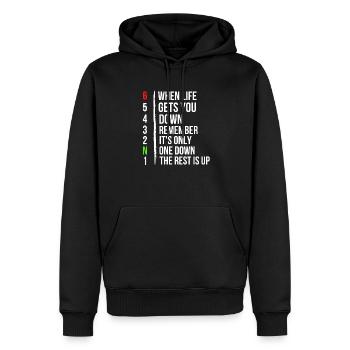 Motorrad Motorradgetriebe - Wenn das Leben dich bekommt - Männer Premium Bio Hoodie - Schwarz - Vorne - Nico (187cm)