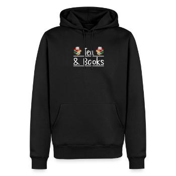 Tee und Bücher, Buchliebhaber - Männer Premium Bio Hoodie - Schwarz - Vorne - Nico (187cm)