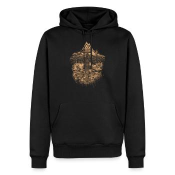 Wikinger Rabe Sky - Männer Premium Bio Hoodie - Schwarz - Vorne - Nico (187cm)