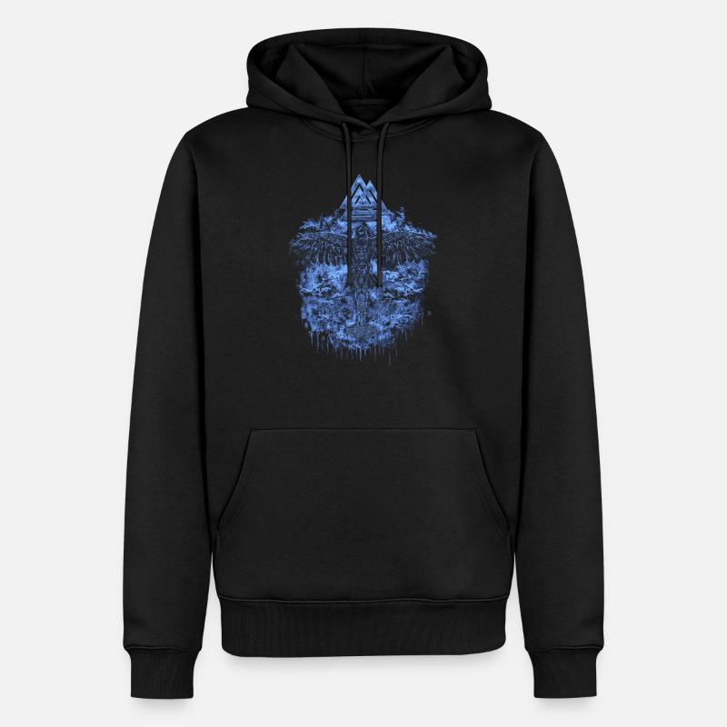 Wikinger Rabe Sky - Männer Premium Bio Hoodie - Schwarz