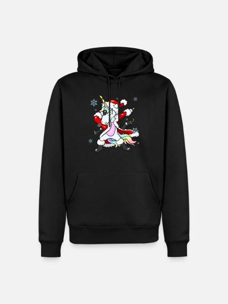Leuke Santa Unicorn Christmas - Mannen Premium Bio hoodie - zwart
