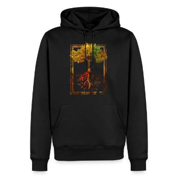 Mutter Natur Rahmen Wurzeln Baum Lebensbaum - Männer Premium Bio Hoodie - Schwarz - Vorne - Nico (187cm)