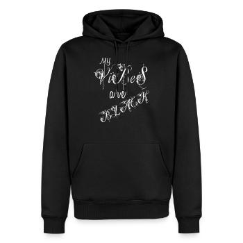 noir dark vibes black trend typographie style - Sweat à capuche Premium bio Homme - noir - Devant - Nico (187cm)