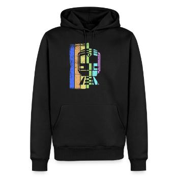 Train chemin de fer cheminots trains conducteur de locomotive - Sweat à capuche Premium bio Homme - noir - Devant - Nico (187cm)