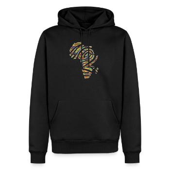 Africa Map Print Spiral Kente Pattern, African - Men’s Premium Organic Hoodie - black - Front - Nico (187cm)
