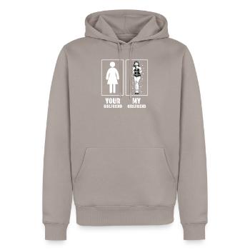 Votre petite amie ma petite amie Bondage BDSM restrictions - Sweat à capuche Premium bio Homme - taupe - Devant - Nico (187cm)