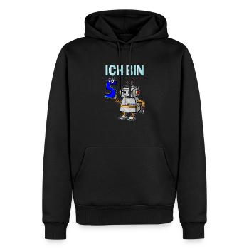 Lustiges Ich bin 5 Roboter Kindergeburtstag - Männer Premium Bio Hoodie - Schwarz - Vorne - Nico (187cm)